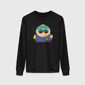 Женский свитшот хлопок Картман Коп: в Ухте, 100% хлопок | прямой крой, круглый вырез, на манжетах и по низу широкая трикотажная резинка  | south park | баттерс | брафловский | кайл | кайл брофловски | картман | кенни | палка истины | стэнли марш | эрик картман | южный парк