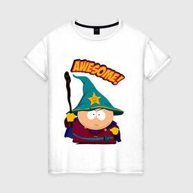 Женская футболка хлопок с принтом CARTMAN в Ухте, 100% хлопок | прямой крой, круглый вырез горловины, длина до линии бедер, слегка спущенное плечо | animation | cartman | colorado | eric | gangsta | hip hop | kenny | n.w.a | san | south park | usa | волшебник | жесть | картман | магия | мультфильмы | шикарно | эрик | южный парк