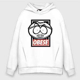 Мужское худи Oversize хлопок с принтом OBESE в Ухте, френч-терри — 70% хлопок, 30% полиэстер. Мягкий теплый начес внутри —100% хлопок | боковые карманы, эластичные манжеты и нижняя кромка, капюшон на магнитной кнопке | cartman | kenny | park | south | southpark | картман | кенни | мульт | мультик | парк | персонаж | персонажи | сериал | южный