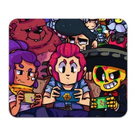 Коврик для мышки прямоугольный с принтом БРАВЛ СТАРС в Ухте, натуральный каучук | размер 230 х 185 мм; запечатка лицевой стороны | 8 bit | barley | brawl stars | brock | bull | colt | crow | dynamike | frank | jessie | leon | nita | барли | бравл старс | брок | булл | ворон | джесси | динамайк | кольт | леон | фрэнк