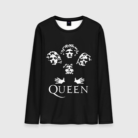 Мужской лонгслив 3D с принтом QUEEN (НА СПИНЕ) в Ухте, 100% полиэстер | длинные рукава, круглый вырез горловины, полуприлегающий силуэт | Тематика изображения на принте: queen | rock | we will rock you | брайан мэи | группа queen | группа квин | джон дикон | квин | королева | король | роджер тейлор | рок | фредди меркьюри