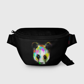 Поясная сумка 3D с принтом ПАНДА В КРАСКЕ | PANDA IN PAINT в Ухте, 100% полиэстер | плотная ткань, ремень с регулируемой длиной, внутри несколько карманов для мелочей, основное отделение и карман с обратной стороны сумки застегиваются на молнию | panda | животные | краска | медведь | милая | няшная | панда | прикольная | смешно | юмор