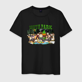 Мужская футболка хлопок с принтом South Park в Ухте, 100% хлопок | прямой крой, круглый вырез горловины, длина до линии бедер, слегка спущенное плечо. | south park | баттерс | кайл | картман | картмен | кени | кеннет | кенни | мультик | саус парк | стэнли | эрик | южный парк