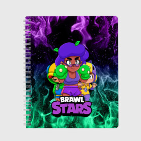 Тетрадь с принтом BRAWL STARS ROSA в Ухте, 100% бумага | 48 листов, плотность листов — 60 г/м2, плотность картонной обложки — 250 г/м2. Листы скреплены сбоку удобной пружинной спиралью. Уголки страниц и обложки скругленные. Цвет линий — светло-серый
 | bea | brawl stars | brawl stars rosa | brawler | leon | rosa | беа | бравл старз | бравлер | игры | леон | роза
