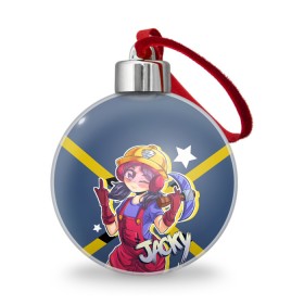 Ёлочный шар с принтом JACKY в Ухте, Пластик | Диаметр: 77 мм | Тематика изображения на принте: 8 bit | barley | brawl stars | brock | bull | colt | crow | dynamike | frank | jessie | leon | nita | барли | бравл старс | брок | булл | ворон | джесси | динамайк | кольт | леон | фрэнк