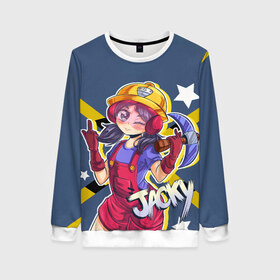 Женский свитшот 3D с принтом JACKY в Ухте, 100% полиэстер с мягким внутренним слоем | круглый вырез горловины, мягкая резинка на манжетах и поясе, свободная посадка по фигуре | 8 bit | barley | brawl stars | brock | bull | colt | crow | dynamike | frank | jessie | leon | nita | барли | бравл старс | брок | булл | ворон | джесси | динамайк | кольт | леон | фрэнк