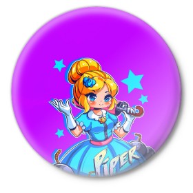 Значок с принтом PIPER в Ухте,  металл | круглая форма, металлическая застежка в виде булавки | 8 bit | barley | brawl stars | brock | bull | colt | crow | dynamike | frank | jessie | leon | nita | барли | бравл старс | брок | булл | ворон | джесси | динамайк | кольт | леон | фрэнк