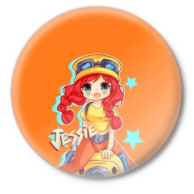 Значок с принтом JESSIE в Ухте,  металл | круглая форма, металлическая застежка в виде булавки | 8 bit | barley | brawl stars | brock | bull | colt | crow | dynamike | frank | jessie | leon | nita | барли | бравл старс | брок | булл | ворон | джесси | динамайк | кольт | леон | фрэнк
