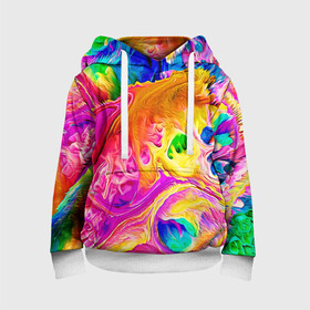 Детская толстовка 3D с принтом TIE DYE в Ухте, 100% полиэстер | двухслойный капюшон со шнурком для регулировки, мягкие манжеты на рукавах и по низу толстовки, спереди карман-кенгуру с мягким внутренним слоем | abstraction | geometry | hexagon | neon | paints | stripes | texture | tie dye | triangle | абстракция | брызги | геометрия | краски | неон | неоновый | соты | тай дай | текстура