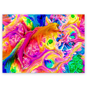Поздравительная открытка с принтом TIE DYE в Ухте, 100% бумага | плотность бумаги 280 г/м2, матовая, на обратной стороне линовка и место для марки
 | Тематика изображения на принте: abstraction | geometry | hexagon | neon | paints | stripes | texture | tie dye | triangle | абстракция | брызги | геометрия | краски | неон | неоновый | соты | тай дай | текстура