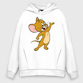 Мужское худи Oversize хлопок с принтом Happy Jerry в Ухте, френч-терри — 70% хлопок, 30% полиэстер. Мягкий теплый начес внутри —100% хлопок | боковые карманы, эластичные манжеты и нижняя кромка, капюшон на магнитной кнопке | tom  jerry | tom and jerry | tomjerry | vdgerir | мамочка два тапочка | том и джери | том и джерри