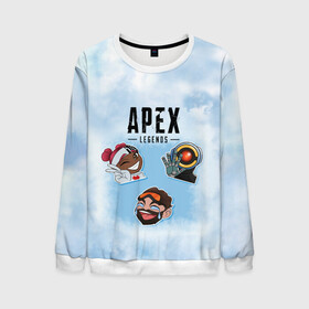 Мужской свитшот 3D с принтом Apex Legends в Ухте, 100% полиэстер с мягким внутренним слоем | круглый вырез горловины, мягкая резинка на манжетах и поясе, свободная посадка по фигуре | apex | bangalore | battle | bloodhound | caustic | frontier | gibraltar | legends | lifeline | mirage | pathfinder | royale | shooter | wraith | битва | королевская | легенды | фронтир | шутер