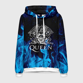 Мужская толстовка 3D с принтом QUEEN в Ухте, 100% полиэстер | двухслойный капюшон со шнурком для регулировки, мягкие манжеты на рукавах и по низу толстовки, спереди карман-кенгуру с мягким внутренним слоем. | queen | rock | we will rock you | брайан мэи | группа queen | группа квин | джон дикон | квин | королева | король | роджер тейлор | рок | фредди меркьюри