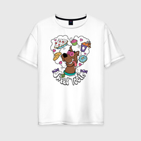 Женская футболка хлопок Oversize с принтом Sweet Tooth в Ухте, 100% хлопок | свободный крой, круглый ворот, спущенный рукав, длина до линии бедер
 | scooby doo | vdosadir | скуберт фон дуенхеймер | скуби ду | уильям ханна