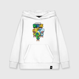 Детская толстовка хлопок с принтом Brawl Stars Leon Trio в Ухте, 100% хлопок | Круглый горловой вырез, эластичные манжеты, пояс, капюшен | Тематика изображения на принте: brawl stars | brawl stars leon | leon | leon green | leon sally | leon shark | бравл старс | леон | леон акула | леон огонь | леон салли | леон старс