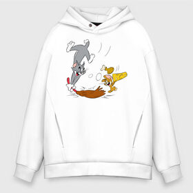 Мужское худи Oversize хлопок с принтом Tom&Jerry в Ухте, френч-терри — 70% хлопок, 30% полиэстер. Мягкий теплый начес внутри —100% хлопок | боковые карманы, эластичные манжеты и нижняя кромка, капюшон на магнитной кнопке | spike | tom  jerry | tom and jerry | tomjerry | tuffy | vdgerir | мамочка два тапочка | том и джери | том и джерри