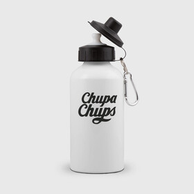 Бутылка спортивная с принтом Chupa-Chups Logo в Ухте, металл | емкость — 500 мл, в комплекте две пластиковые крышки и карабин для крепления | chupa chups | confectus | confetto | бренд | конфета | сладкое | сладость | сосалка | соска | чупа | чупа чупс | чупс