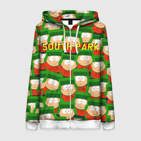Женская толстовка 3D на молнии с принтом SOUTH PARK в Ухте, 100% полиэстер | длина до линии бедра, манжеты и пояс оформлены мягкой тканевой резинкой, двухслойный капюшон со шнурком для регулировки, спереди молния, по бокам два кармана | cartman | kenny | kyle | south park | stan | кайл | картман | кенни | стэн | южный парк