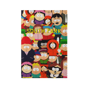 Обложка для паспорта матовая кожа SOUTH PARK: в Ухте, натуральная матовая кожа | размер 19,3 х 13,7 см; прозрачные пластиковые крепления | cartman | kenny | kyle | south park | stan | кайл | картман | кенни | стэн | южный парк