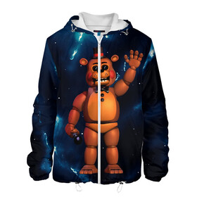 Мужская куртка 3D с принтом Five Nights At Freddys в Ухте, ткань верха — 100% полиэстер, подклад — флис | прямой крой, подол и капюшон оформлены резинкой с фиксаторами, два кармана без застежек по бокам, один большой потайной карман на груди. Карман на груди застегивается на липучку | Тематика изображения на принте: 5 ночей с фредди | five nights at freddys | fnaf | horror | nightmare | страшилки | ужасы | фнаф | фредди фазбер | хоррор