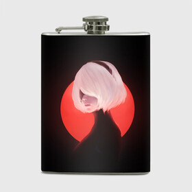 Фляга с принтом 2b Nier Black  в Ухте, металлический корпус | емкость 0,22 л, размер 125 х 94 мм. Виниловая наклейка запечатывается полностью | Тематика изображения на принте: 2b | art | black | nier automata