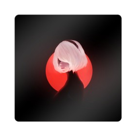 Магнит виниловый Квадрат с принтом 2b Nier Black в Ухте, полимерный материал с магнитным слоем | размер 9*9 см, закругленные углы | 2b | art | black | nier automata