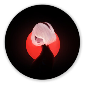 Коврик для мышки круглый с принтом 2b Nier Black  в Ухте, резина и полиэстер | круглая форма, изображение наносится на всю лицевую часть | 2b | art | black | nier automata