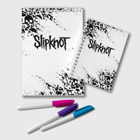 Блокнот с принтом SLIPKNOT в Ухте, 100% бумага | 48 листов, плотность листов — 60 г/м2, плотность картонной обложки — 250 г/м2. Листы скреплены удобной пружинной спиралью. Цвет линий — светло-серый
 | slipknot | джей вайнберг | джеймс рут | джои джордисон | донни стили | кори тейлор | крис фен | крэйг джонс | мик томсон | пол греи | слипкнот | шон крэхан