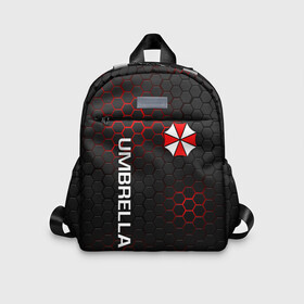 Детский рюкзак 3D с принтом UMBRELLA CORP в Ухте, 100% полиэстер | лямки с регулируемой длиной, сверху петелька, чтобы рюкзак можно было повесить на вешалку. Основное отделение закрывается на молнию, как и внешний карман. Внутри дополнительный карман. По бокам два дополнительных кармашка | Тематика изображения на принте: ada wong | biohazard | leon | nemesis | project resistance | raccoon city | re | re3 | resident evil | resident evil 3 | rpd | stars | umbrella | ада вонг | амбрелла | немезис | ужасы