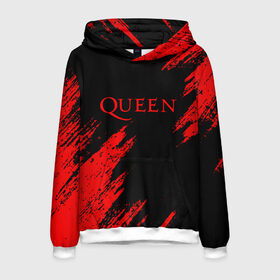 Мужская толстовка 3D с принтом QUEEN в Ухте, 100% полиэстер | двухслойный капюшон со шнурком для регулировки, мягкие манжеты на рукавах и по низу толстовки, спереди карман-кенгуру с мягким внутренним слоем. | queen | квин | мистер робот | музыка | рами малек | рок | фредди меркьюри