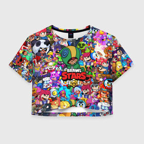 Женская футболка Crop-top 3D с принтом BRAWL STARS:LEON в Ухте, 100% полиэстер | круглая горловина, длина футболки до линии талии, рукава с отворотами | 8 | 8 bit | bibi | brawl stars | brock | bull | crow | dinomike | el primo | leon | mobile game | mr.p | nita | poko | ricochet | stars | tara | бравл старс | ворон | леон | мобильные игры