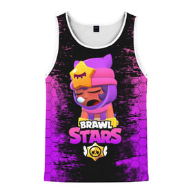 Мужская майка 3D с принтом Бравл Старс Сэнди в Ухте, 100% полиэстер | круглая горловина, приталенный силуэт, длина до линии бедра. Пройма и горловина окантованы тонкой бейкой | Тематика изображения на принте: brawl stars | brawl stars sandy | legendary brawler | leon | leon shark | sandy | shark | stars | акула | бравл стар сэнди | леон акула | сенди | сэнди