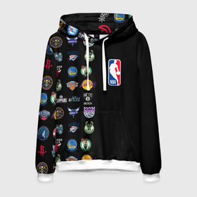 Мужская толстовка 3D с принтом NBA (Team Logos 2) в Ухте, 100% полиэстер | двухслойный капюшон со шнурком для регулировки, мягкие манжеты на рукавах и по низу толстовки, спереди карман-кенгуру с мягким внутренним слоем. | Тематика изображения на принте: ball | basketball | sport | streetball | баскетбол | мяч | нба | спорт | стритбол