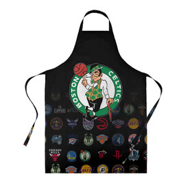 Фартук 3D с принтом Boston Celtics (1) в Ухте, 100% полиэстер | общий размер — 65 х 85 см, ширина нагрудника — 26 см, горловина — 53 см, длина завязок — 54 см, общий обхват в поясе — 173 см. Принт на завязках и на горловине наносится с двух сторон, на основной части фартука — только с внешней стороны | ball | basketball | boston celtics | sport | streetball | баскетбол | бостон селтикс | мяч | нба | спорт | стритбол