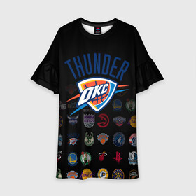 Детское платье 3D с принтом Oklahoma City Thunder (2) в Ухте, 100% полиэстер | прямой силуэт, чуть расширенный к низу. Круглая горловина, на рукавах — воланы | ball | basketball | sport | streetball | thunder | баскетбол | мяч | нба | спорт | стритбол | тандер
