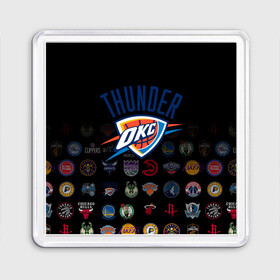 Магнит 55*55 с принтом Oklahoma City Thunder (2) в Ухте, Пластик | Размер: 65*65 мм; Размер печати: 55*55 мм | ball | basketball | sport | streetball | thunder | баскетбол | мяч | нба | спорт | стритбол | тандер