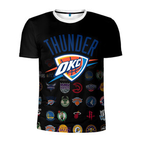 Мужская футболка 3D спортивная с принтом Oklahoma City Thunder (2) в Ухте, 100% полиэстер с улучшенными характеристиками | приталенный силуэт, круглая горловина, широкие плечи, сужается к линии бедра | ball | basketball | sport | streetball | thunder | баскетбол | мяч | нба | спорт | стритбол | тандер