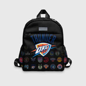 Детский рюкзак 3D с принтом Oklahoma City Thunder (2) в Ухте, 100% полиэстер | лямки с регулируемой длиной, сверху петелька, чтобы рюкзак можно было повесить на вешалку. Основное отделение закрывается на молнию, как и внешний карман. Внутри дополнительный карман. По бокам два дополнительных кармашка | ball | basketball | sport | streetball | thunder | баскетбол | мяч | нба | спорт | стритбол | тандер