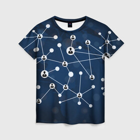 Женская футболка 3D с принтом COVID-19 WORLD в Ухте, 100% полиэфир ( синтетическое хлопкоподобное полотно) | прямой крой, круглый вырез горловины, длина до линии бедер | covid 19 | molecule | абстракция | клетки | коронавирус | медицина | микробы | молекулы | наука | нейрон | нейроны | текстура | текстуры | формула