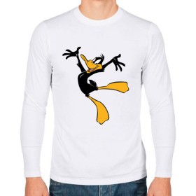 Мужской лонгслив хлопок с принтом Даффи Дак в Ухте, 100% хлопок |  | daffy duck | looney tunes | vdzabma | даффи дак | луни тюнз
