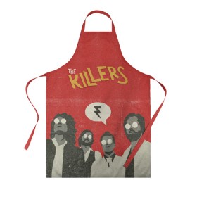Фартук 3D с принтом The Killers в Ухте, 100% полиэстер | общий размер — 65 х 85 см, ширина нагрудника — 26 см, горловина — 53 см, длина завязок — 54 см, общий обхват в поясе — 173 см. Принт на завязках и на горловине наносится с двух сторон, на основной части фартука — только с внешней стороны | the killers | инди рок | музыка | рок | рок группа