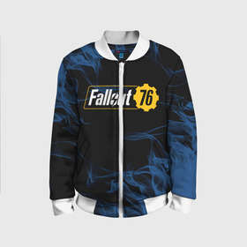 Детский бомбер 3D с принтом FALLOUT_76. в Ухте, 100% полиэстер | застегивается на молнию, по бокам два кармана без застежек, мягкие манжеты, по низу бомбера и на воротнике — эластичная резинка | 101 | 111 | 13 | 76 | atom cats | bethesda | brotherhood of steel | fallout | nuka cola | tunnel snakes | vault | war | братство стали | война | убежище | фолаут | фоллаут | ядер кола
