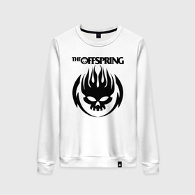 Женский свитшот хлопок с принтом THE OFFSPRING в Ухте, 100% хлопок | прямой крой, круглый вырез, на манжетах и по низу широкая трикотажная резинка  | america | offspring | the offspring | usa | америка | атом уиллард | грег к | декстер холланд | джеймс лилья | нудлс | огонь | офспринг | оффспринг | пит парада | пламя | рон уэлти | сша | череп