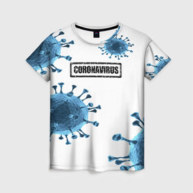 Женская футболка 3D с принтом CORONAVIRUS в Ухте, 100% полиэфир ( синтетическое хлопкоподобное полотно) | прямой крой, круглый вырез горловины, длина до линии бедер | covid 19 | molecule | абстракция | клетки | коронавирус | медицина | микробы | молекулы | наука | нейрон | нейроны | текстура | текстуры | формула