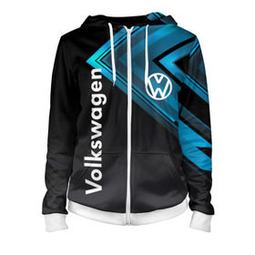 Женская толстовка 3D на молнии с принтом Volkswagen. в Ухте, 100% полиэстер | длина до линии бедра, манжеты и пояс оформлены мягкой тканевой резинкой, двухслойный капюшон со шнурком для регулировки, спереди молния, по бокам два кармана | 2020 | car | sport | volkswagen | авто | автомобильные | бренд | вирус | коронавирус | марка | машина | новый лого | спорт | стиль | фольксваген