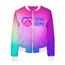 Женский бомбер 3D Сидим Дома: в Ухте, 100% полиэстер | застегивается на молнию, по бокам два кармана без застежек, мягкие манжеты, по низу бомбера и на воротнике — эластичная резинка | 2020 | coronavirus | instagram | love | plague | russia | virus | здоровье | инстаграм | карантин | корона | коронавирус | любовь | надпись | россия | самоизоляция | сердечко | сердце | сиди дома | стикер