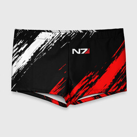 Мужские купальные плавки 3D с принтом MASS EFFECT N7 | МАСС ЭФФЕКТ Н7 в Ухте, Полиэстер 85%, Спандекс 15% |  | abstraction | bioware | geometry | hexagon | n7 | neon | shepard | stripes | texture | triangle | абстракция | броня | брызги | геометрия | жнецы | костюм | краски | масс эффект | н7 | неон | неоновый | соты | стальная броня 
