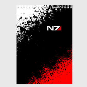 Скетчбук с принтом MASS EFFECT N7 в Ухте, 100% бумага
 | 48 листов, плотность листов — 100 г/м2, плотность картонной обложки — 250 г/м2. Листы скреплены сверху удобной пружинной спиралью | bioware | n7 | shepard | броня | жнецы | костюм | масс эффект | н7 | стальная броня | шепард | эффект массы