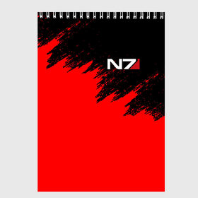 Скетчбук с принтом MASS EFFECT N7 в Ухте, 100% бумага
 | 48 листов, плотность листов — 100 г/м2, плотность картонной обложки — 250 г/м2. Листы скреплены сверху удобной пружинной спиралью | bioware | n7 | shepard | броня | жнецы | костюм | масс эффект | н7 | стальная броня | шепард | эффект массы