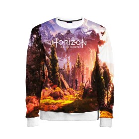Детский свитшот 3D с принтом Horizon Zero Dawn в Ухте, 100% полиэстер | свободная посадка, прямой крой, мягкая тканевая резинка на рукавах и понизу свитшота | aloy | antasy girl | art | artwork | digital art | fantasy | horizon | horizon: zero dawn | landscape | tallneck | warrior fantasy | weapon | zero dawn